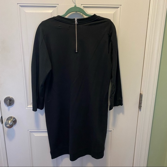 Logan Black 3/4 sleeve sweatshirt dress pockets S - Picture 5 of 7